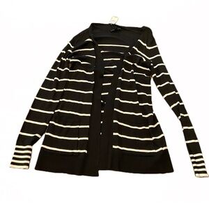 Express Black and White Striped Long Cardigan NWT Size Small